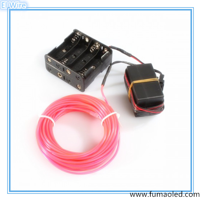 Pink EL Wire With inverter+8AAA Battery Pack
